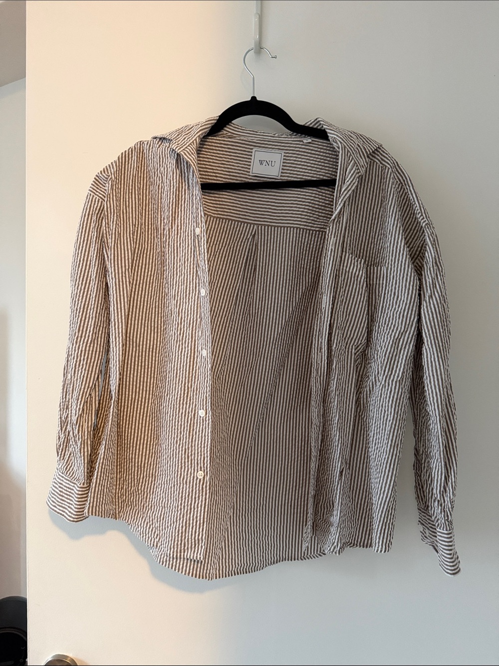 WNU Women's Brown & White Striped Button-Down Shirt